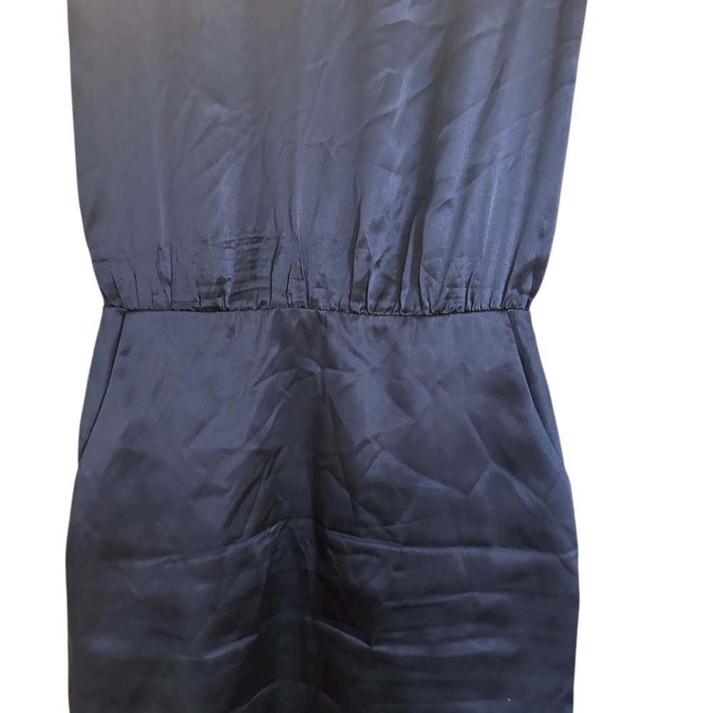 Amanda Uprichard New York 100% Silk Navy Blue Dress Women’s S/M Asymmetrical Hem - Picture 6 of 13